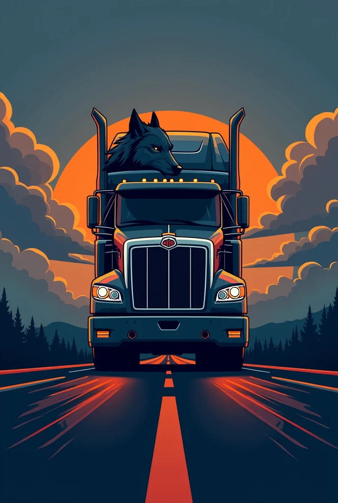 Transport company logo with the word wolf logostics and an image of a truck