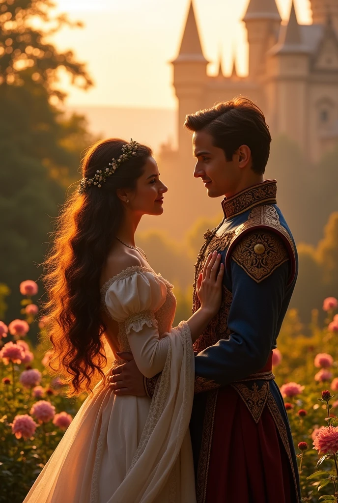 A pretty girl from behind with a prince 