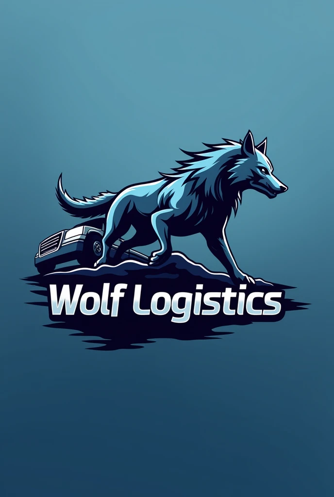 Transport company logo with the word wolf logostics and an image of a truck