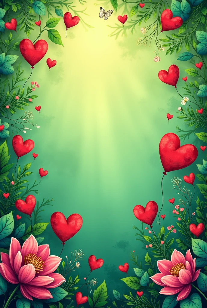 green background art without any tree with heart details from Instagram internet