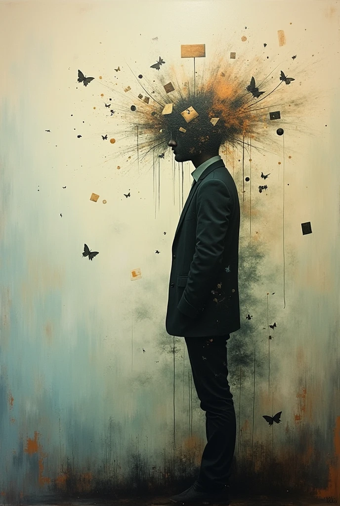 A painting based on lack of identity and nostalgia, something a bit abstract and based on the artist Caesar Ray 