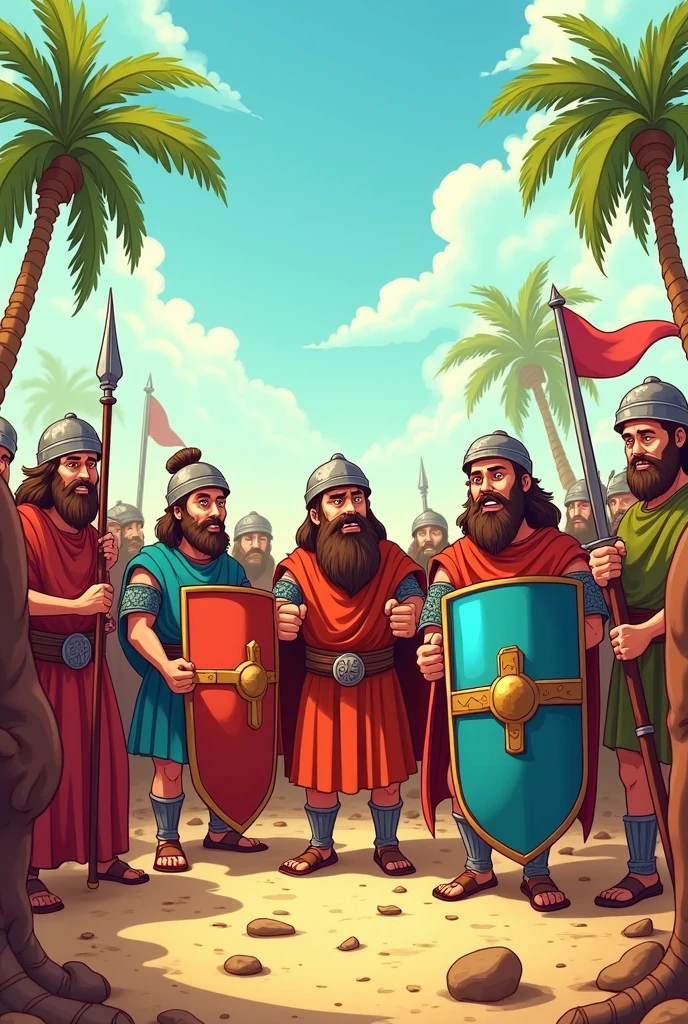Defeated army from the Bible in cartoon form