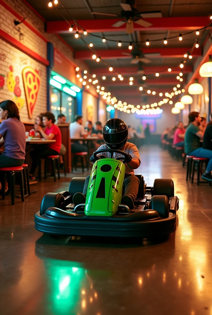 Green and black electric karting pizzeria
