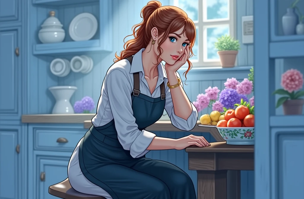 The painting style is real