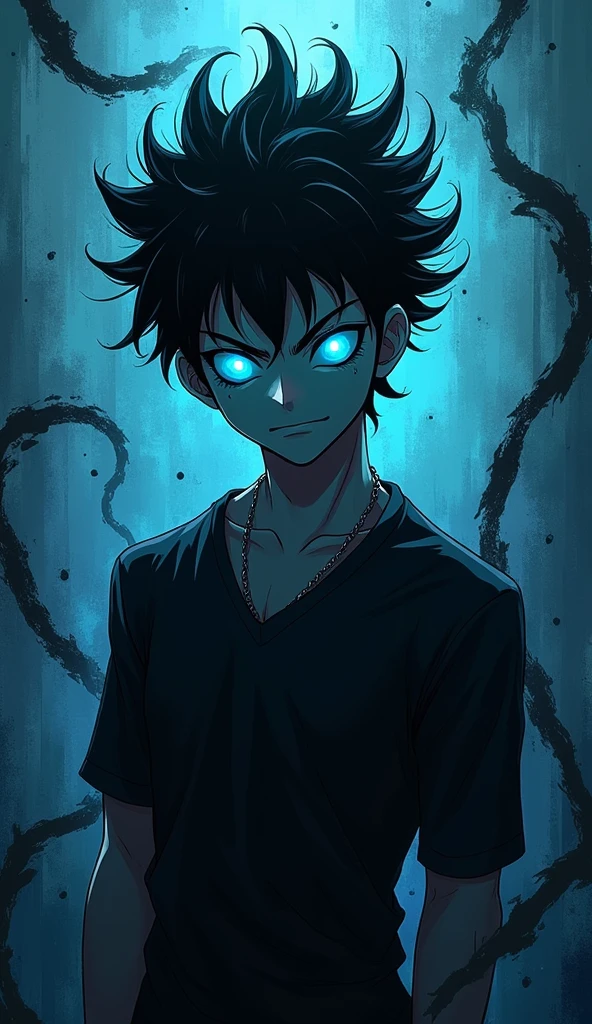 A psycho man, crazy look, blue eyes , full body, 2D anime style, detailed face, detailed, focus on face, HD, 8k quality, glowing character, anime style