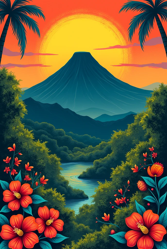 Can you please generate a fabric print that represents Nicaragua?