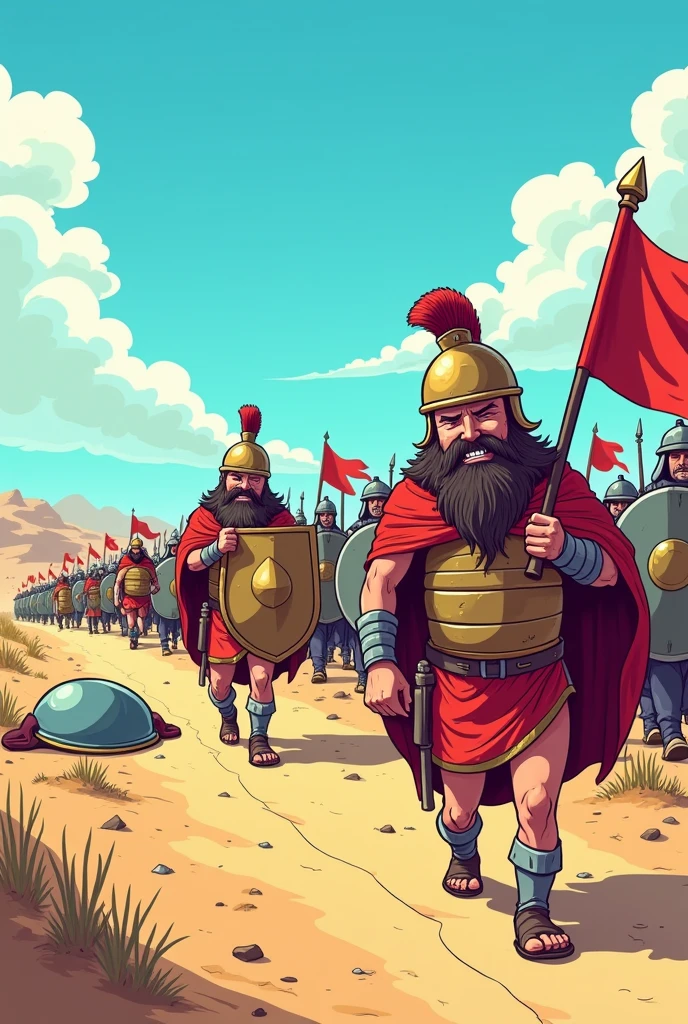 Defeated army from the Bible in cartoon form