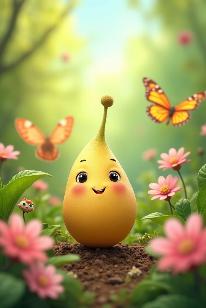 it is a seed, it is a character for baby kids. longed shape