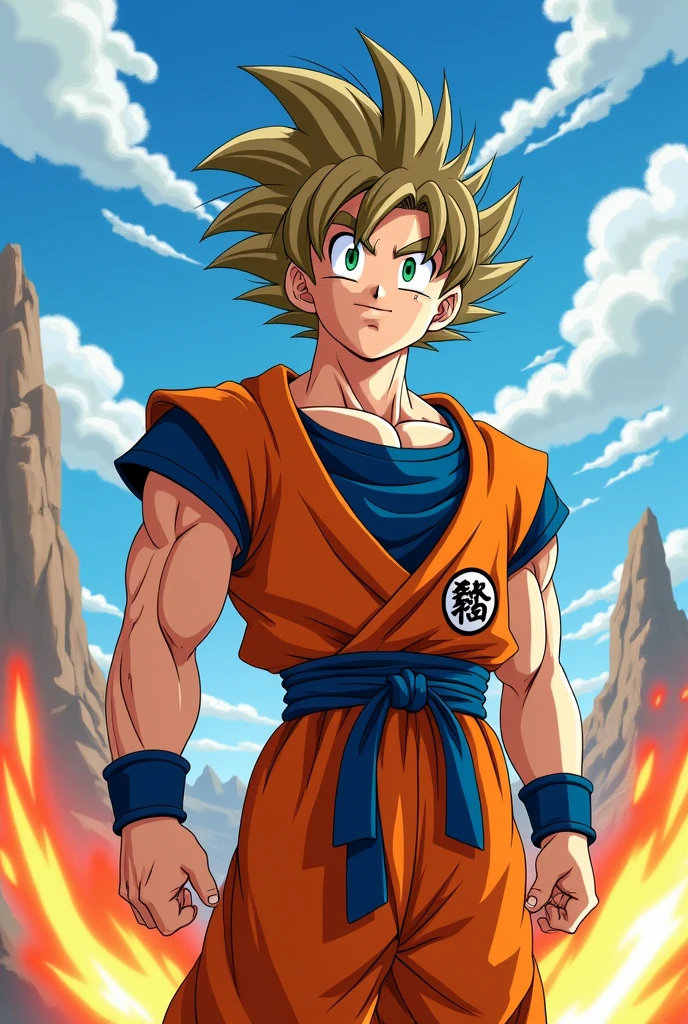 Believe me as a dragon ball character I am a 21 year old man I am 1.72 and I weigh 70 kilograms, I am white, slightly dark-skinned, with green eyes and light brown hair, a simple face with a somewhat pronounced forehead, an attractive face