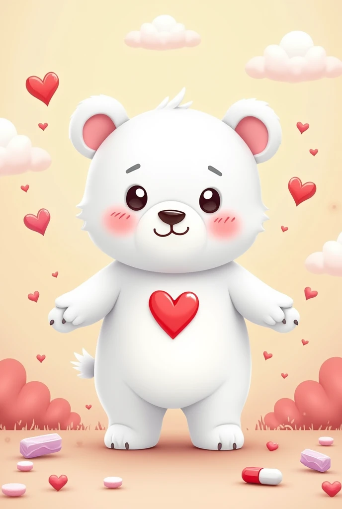white bear、mascot、White、medicine、cute