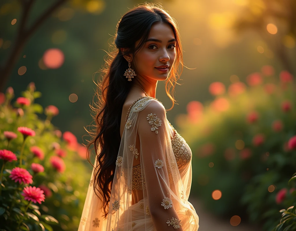 Girl in transparent saree 