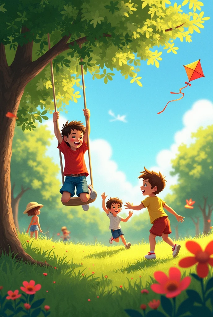 children playing in a park 