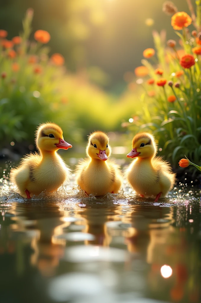 Three little ducks went swimming one day.
Over the pond and far away.
Mother Duck said "Quack, quack, quack, quack!"
But only two little ducks came back.