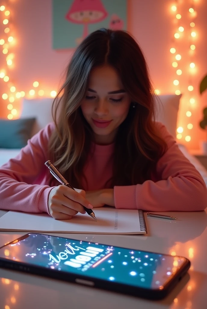 Wallpaper of Camila Cabello writing her name as if it were on my cell phone screen
