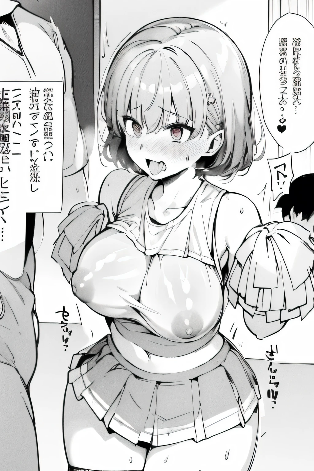 ((The best image quality、the best、1 person、Drawing in detail))、
Light pink髪、short hair、Short Hair、Barrette、
Red eyes、Large Breasts、Slim face、
((Cheerleader Outfits、Sleeveless cheerleader、The lower chest is visible、underboob、(Holding cheerleader pom-poms:1.2)、Pleated skirt:1.0、I can see your belly button、TİTSの下、Glowing Skin:1.2、areola:1.3、Crotch line))、((Dynamic Pose、Frills))、((Red Light District、night、Neon Light、wall、Are standing)) 、(Are standing、Stand with your feet apart、Large amount of man juice)、(Facing forward、Cowboy Shot、Watching the audience、Dynamic Angle)、Panty-visible skirt:1.3、Very short skirt:1.3、Crotch line、Nipples、Exposed breasts:1.5、Erotic Expressions:1.3、Cutout clothes、TİTS、TİTSの露出、TİTSを見せつける、
classroom、School desk、blackboard、
Are standing、looking at the camera、smile、(squat、Leg spread、Large amount of man juice、tongue、Sigh、Sweat)、((There are men standing around、penis、Mass penis、Semen is poured on her、Multiple male genitalia、Depiction of male genitalia、Male lower body))