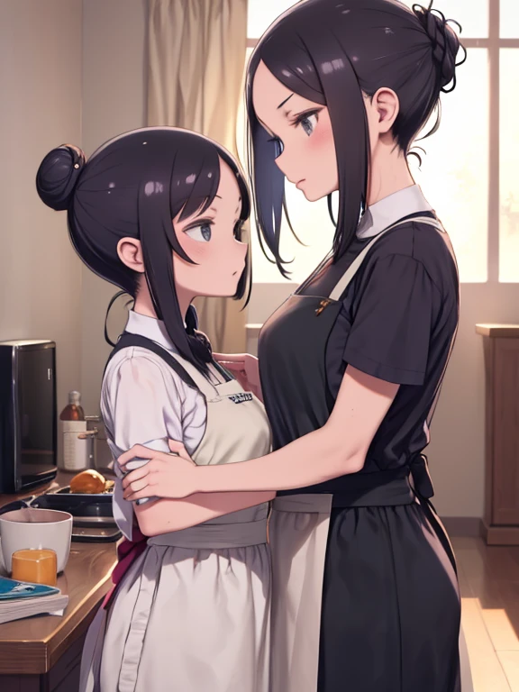 Mother,Married women,apron,Hair tied up,Braid,Black Hair,kind