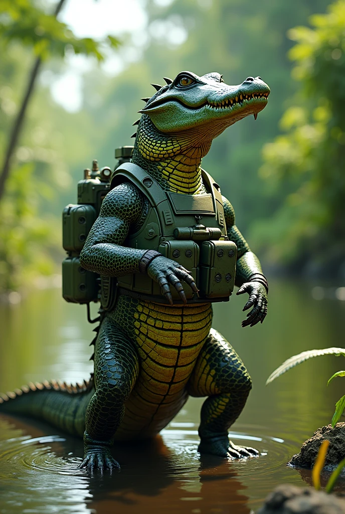 Military crocodile, In the Pantanal,3d photo,