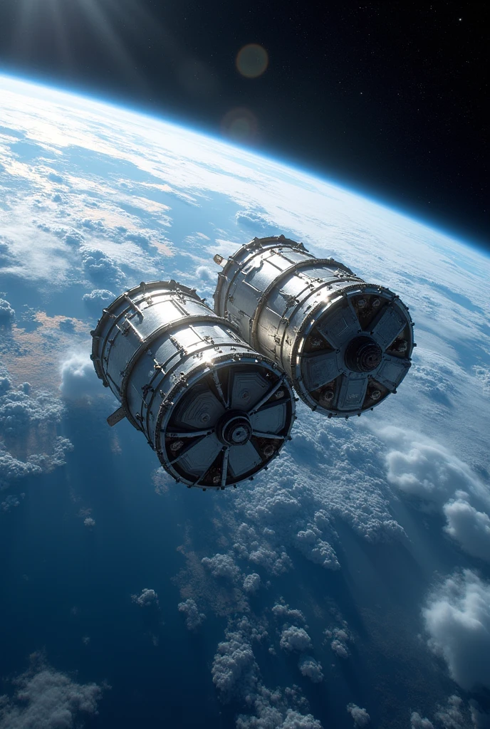 soyuz 4 and soyuz 5 spacecraft close with earth in the background not so close