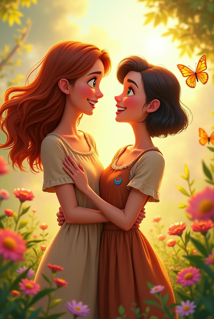 Mother and adult daughter animated