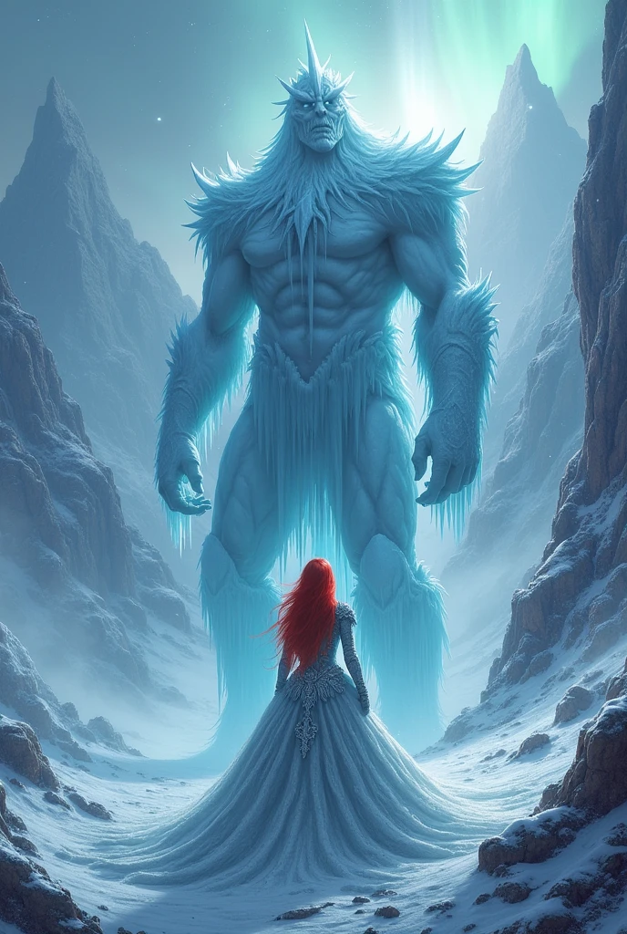 Evil redhead ice queen with her army of ice giants.