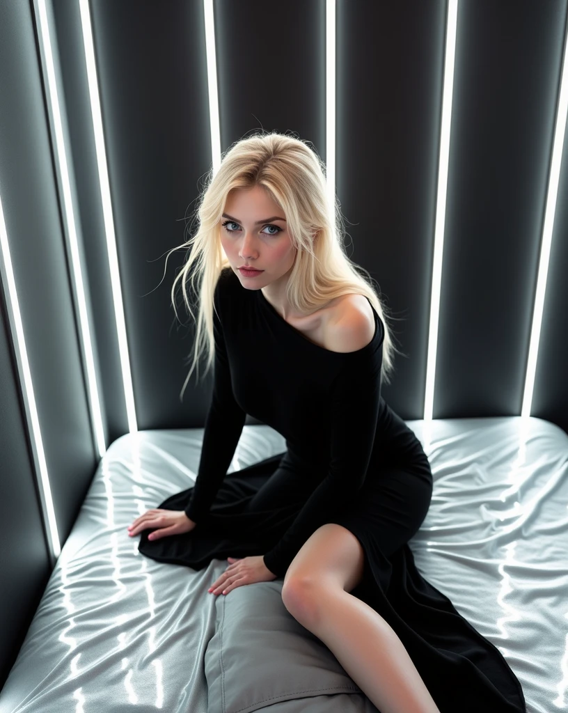 super realistic, highly detailed, sexy, young,european blonde, medium breasts, blue eyes, 26 years old, iPhone 14 Pro Max camera, Merger_mati_catentes, (twilight:1.2) , (soft lighting:1.2), (luxurious bedding:1.2), photorealistic, raw, textured skin, skin pores, intricate details, epiCRealism,