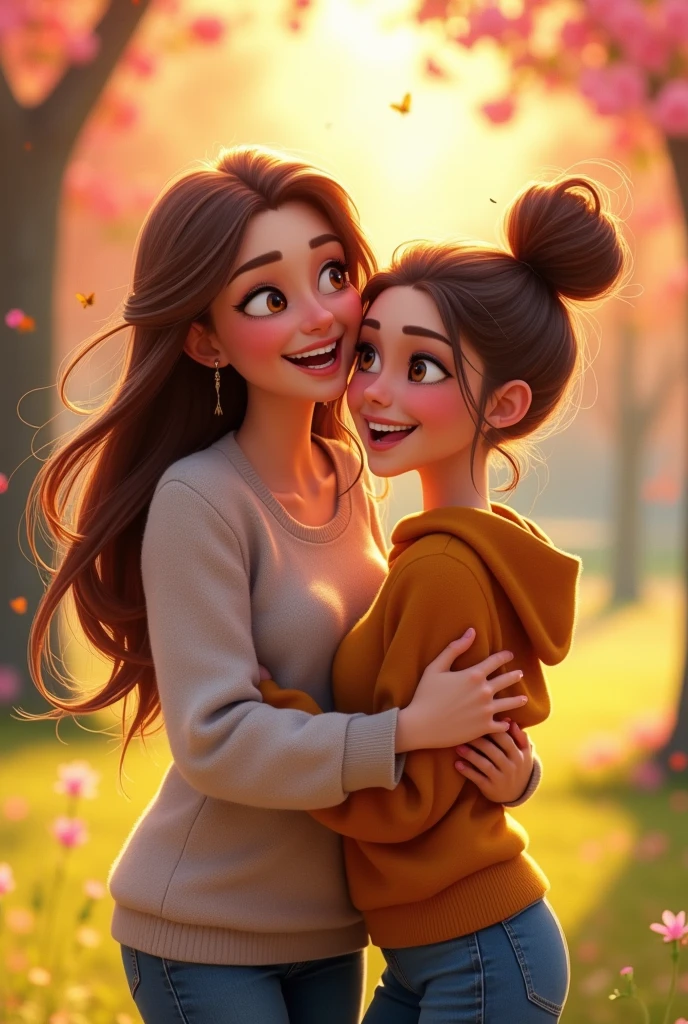 Mother and adult daughter animated