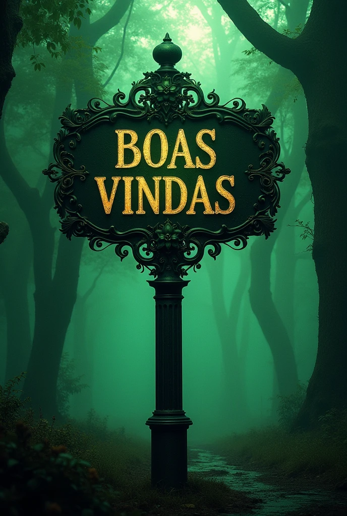 I want an art with black and green color I want it with the name BOAS VINDAS in Portuguese with an old image