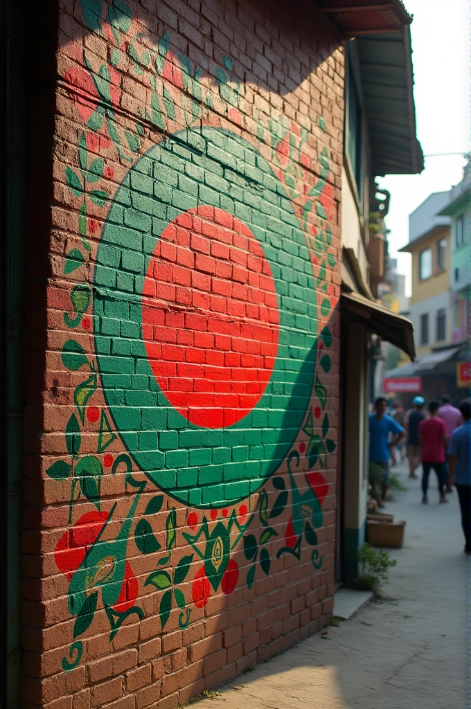bangladesh,simple,mural,graffiti,flag