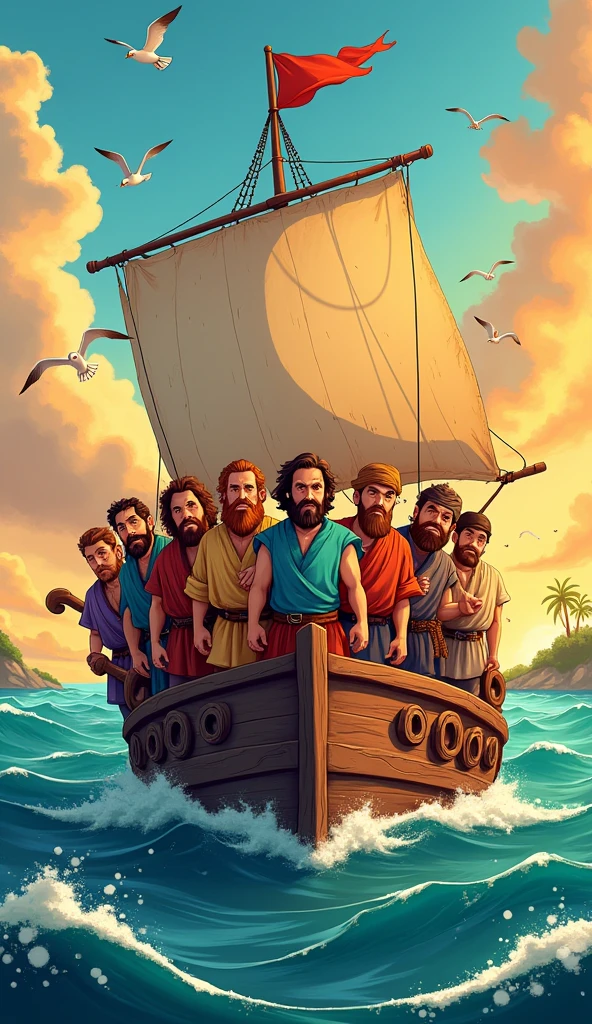A cartoon image of ancient mariners