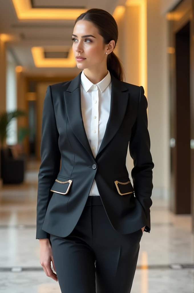 Bank uniform with shirt, Trousers and blazer with cuts and pocket