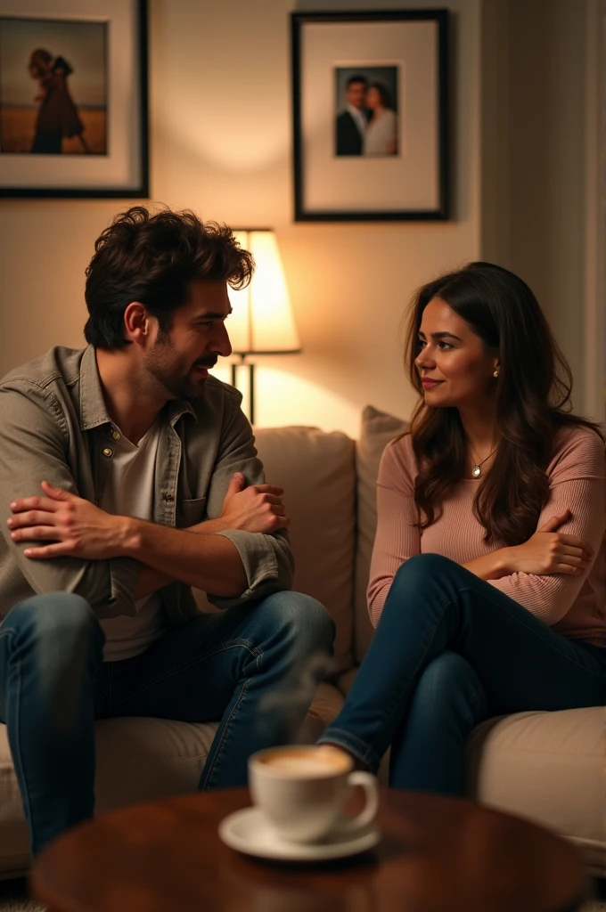 Man and woman talking at home and one is jealous