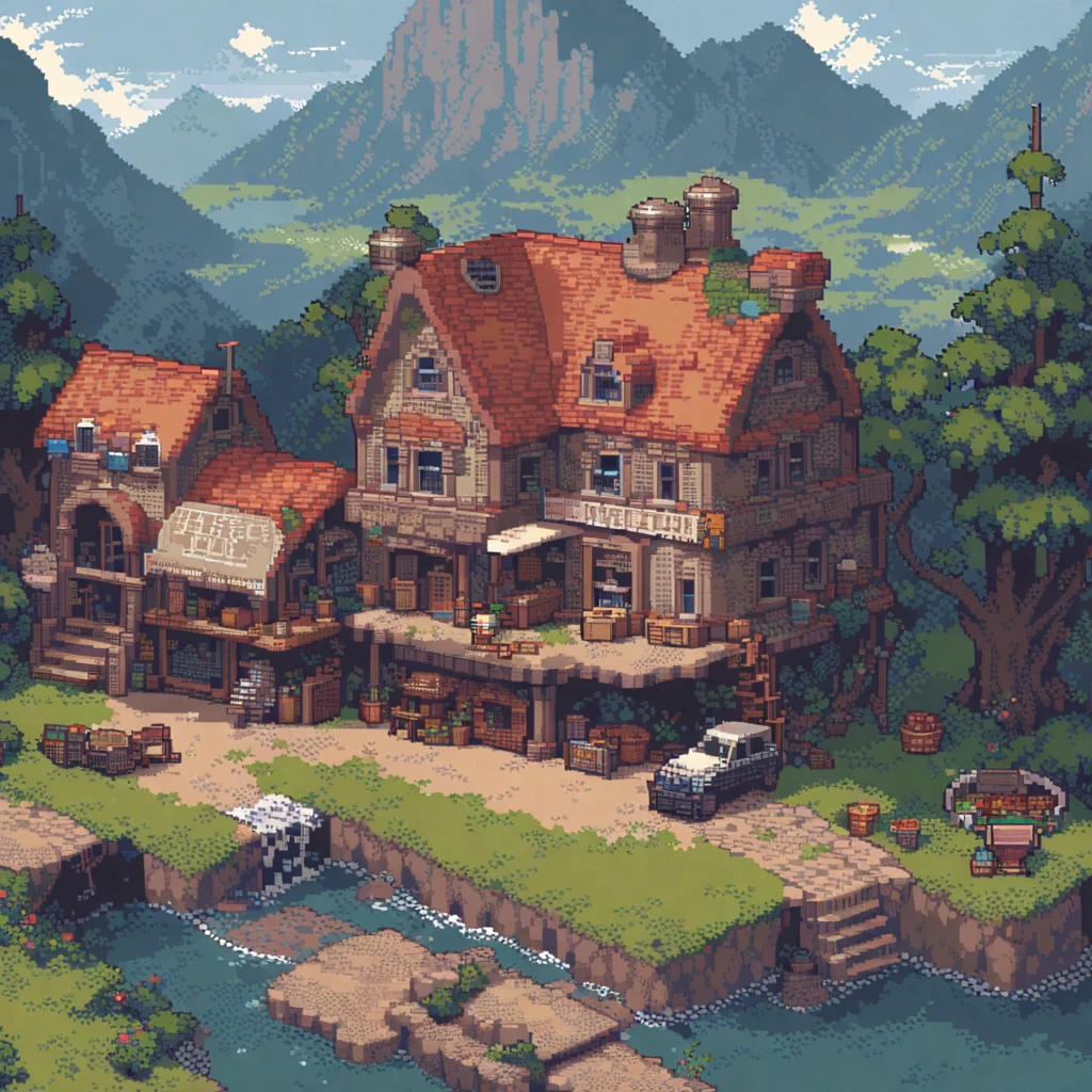 (masterpiece, best quality:1.2), pixel art, house, Detective office, depression