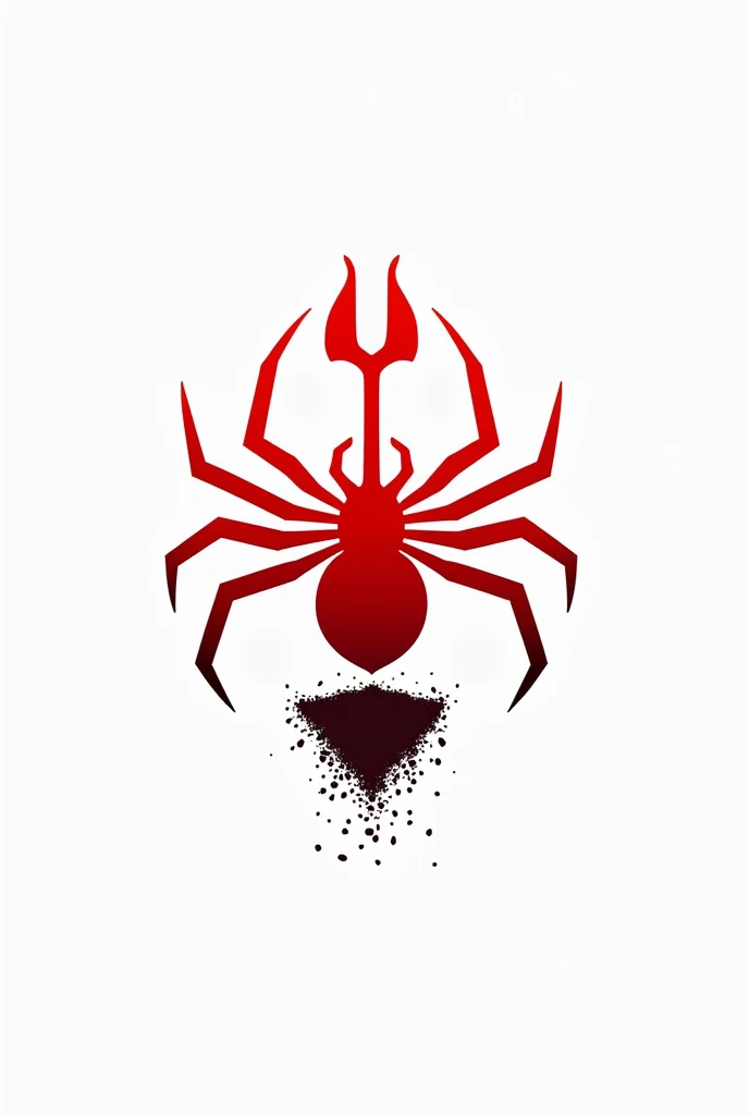 Create a red spider logo with two shovels of earth and in two dimensions 
