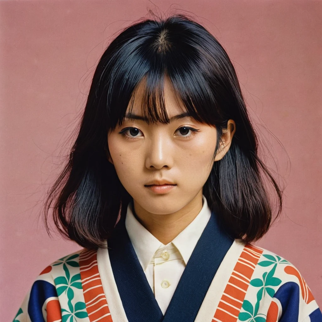 Portrait of Japanese 2000s ??? in 1972 Fashion, 1950 Vibe