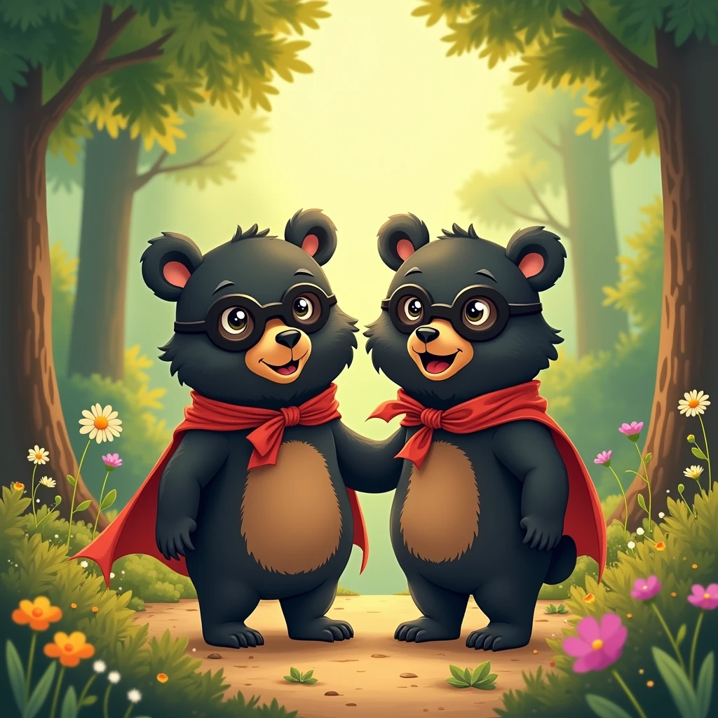 use the same reference as above but make the bears black and in bandit clothes