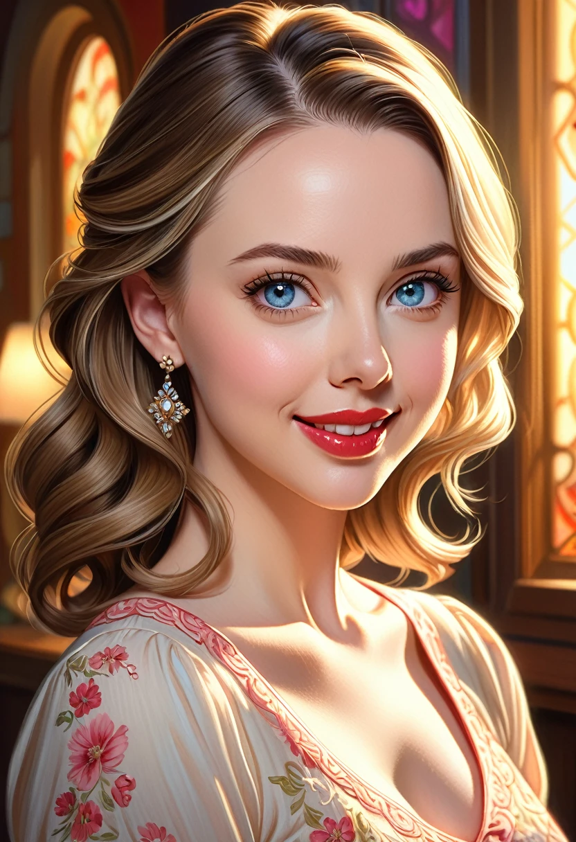 a colored pencil sketch of a 50 house wife. featuring warm lighting and shadows. should be of the highest quality, a masterpiece with intricate details.
She should have luscious lips, a wide smile, and bright, expressive eyes, exuding beauty, cuteness, and adorableness. Ensure the image is high resolution and sharply detailed, with a detailed and vibrant background. Scarlett Johanson, Alison Brie, Dove Cameron
Incorporate mystical lighting in the background, creating a romantic and enchanting atmosphere.