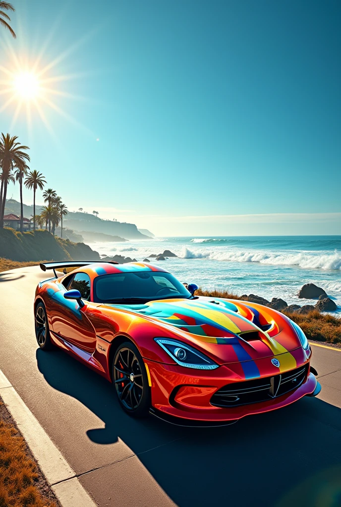 A multicolored car