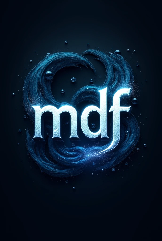A square logo for my clan, with the name "mdf" in the middle, full of blue and black effects and with a very beautiful font