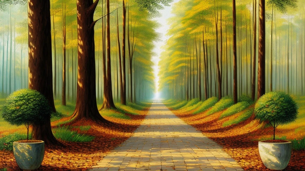 an art painting with the painting style of leonardo da vinci, the painting shows a forest destroyed by urbanization. abstract art, bokeh,