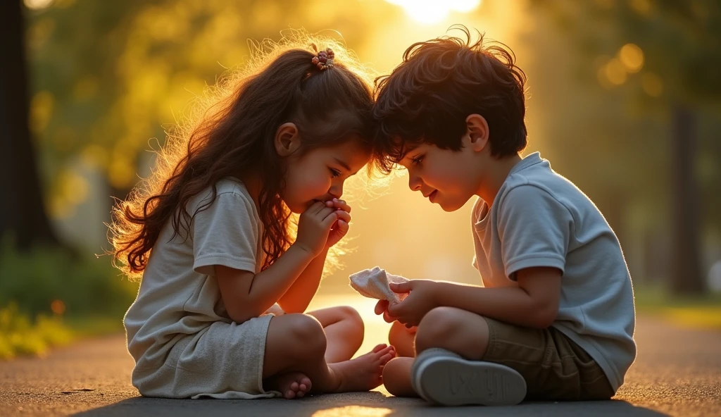 A girl is crying and a boy is wiping his tears