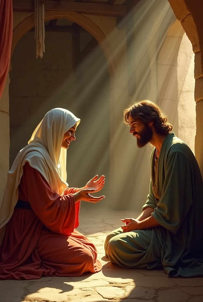 Martha and Mary at the feet of Jesus