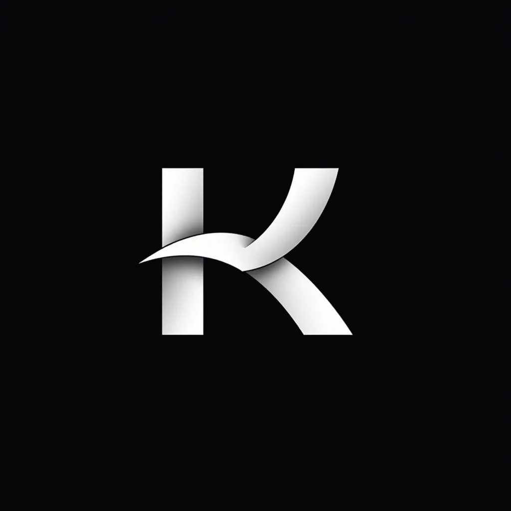 A stylish logo for a football app, black and white, featuring the letters "k", "b", and"t"