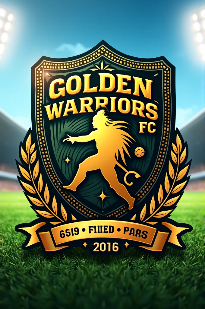 Soccer team shield with name "Golden Warriors FC"