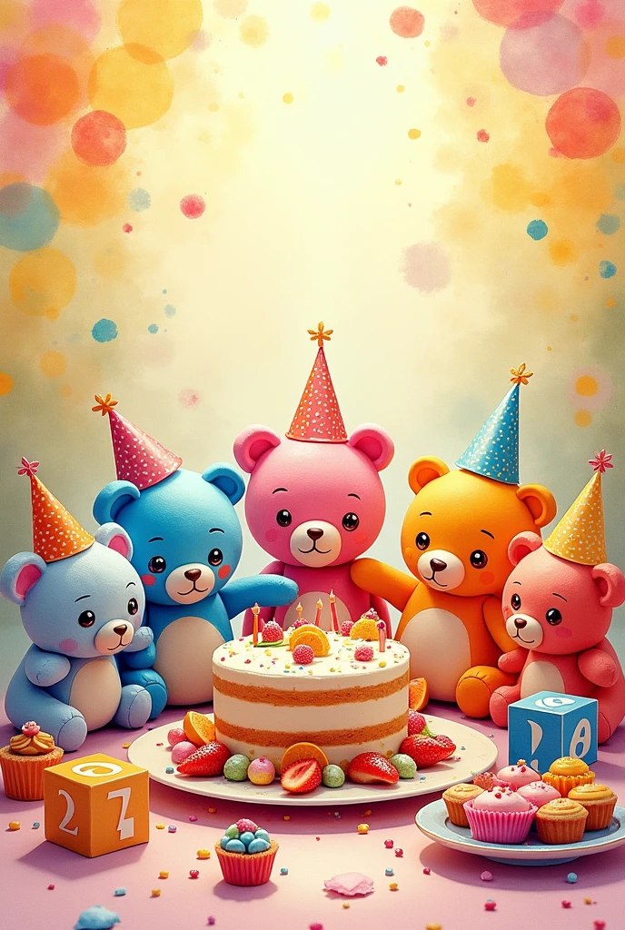 toys, feast, watercolor colors, cheerfulness