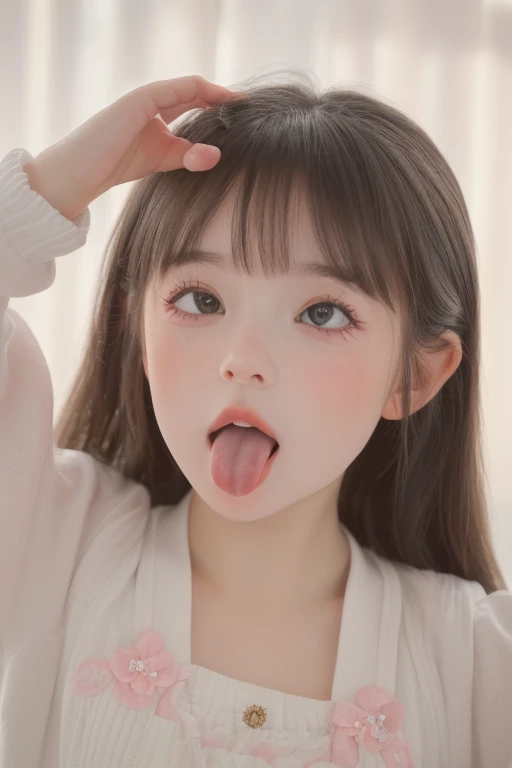 ahegao!)[((  4 year othe expression , little face, little body, long tongue,  Extreme detailing, very little 4 year rl,Comple(Single Shot)), ((Best Quality)), ((Masterpiece)) , ( (Realistic)), (IDEAL), 8K, impressionism: 0.2 