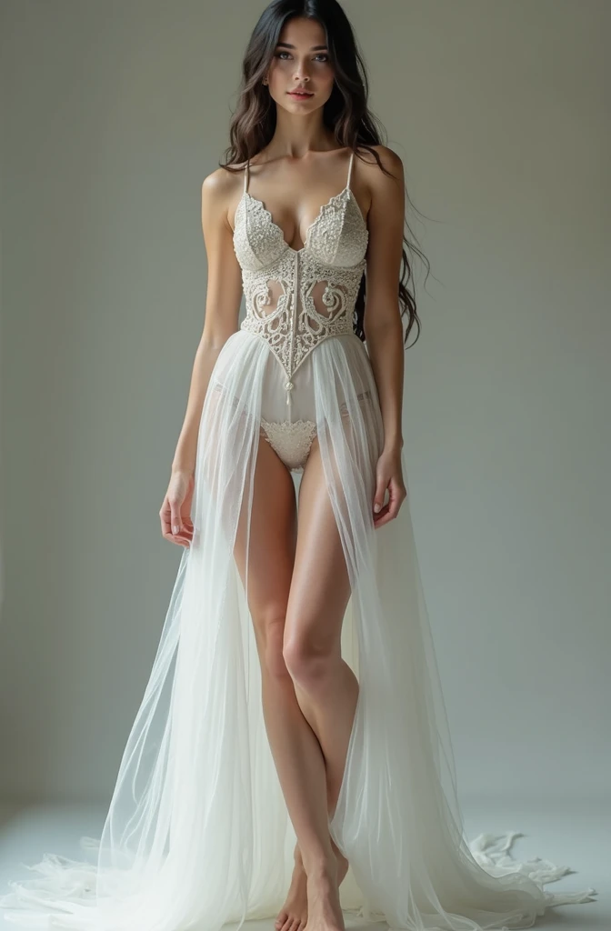 ((White goddess dress)), ((overskirt)), ((pantyhose)), ((shiny outfit)),, Skinneddentation, Skinnedny, standing alone, 1womanl, work of art, highest quallity, highest quallity, 16K, Incredibly Absurd, highy detailed, 2.5D,, delicate and dynamic, Very delicate facial expressions, delicate representation of the eyes, erotic, única mulher sexly, ((A cute and kind face)), healthy figure, ((25 year old female)), 160cm tall, firm and medium swinging bust,, blush, sweat,embarrased,sexly, ((fine thighs)), (camel toe:0.7), (Visible nipples:0.3), (erect nippleslips,:0.7), shiny and glossy, facing at viewer, (((in heat))), ((oily_Skinned)), ((dutch angle)), ((erotic pose)),