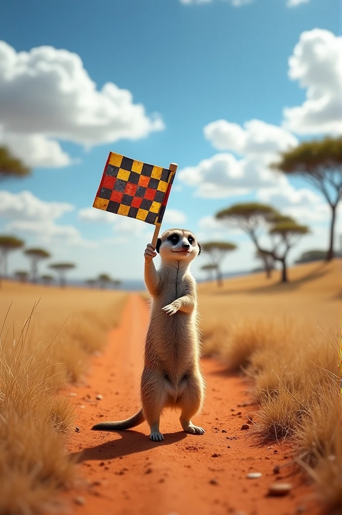 Meerkat with racing flag
