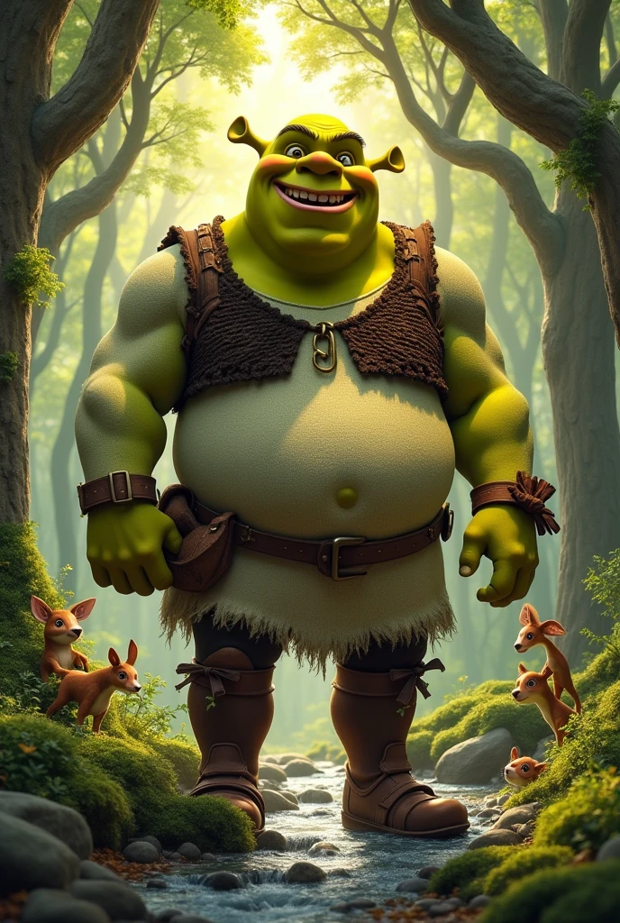 ultra realistic shrek lookalike man