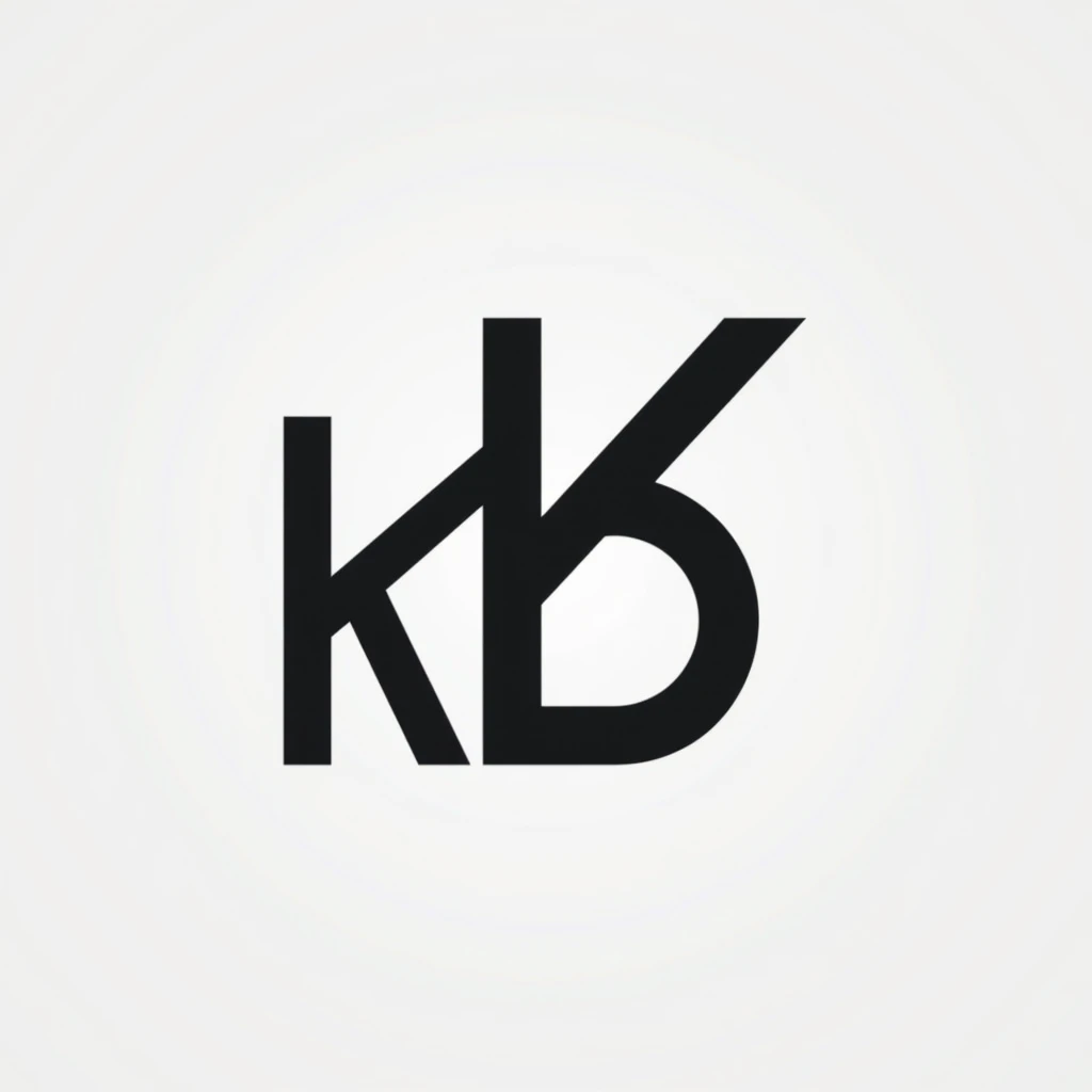 A stylish logo for a football app, black and white, simple but stylish, no color gradients, featuring the letters "k", "b", and"t"
