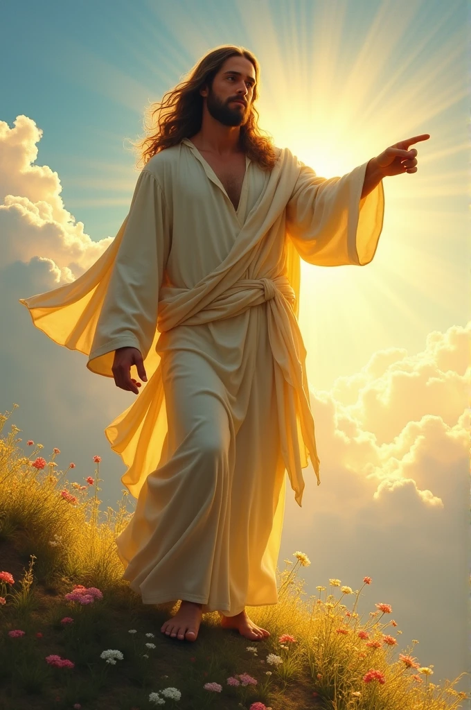 Jesus looking at me and pointing forward 